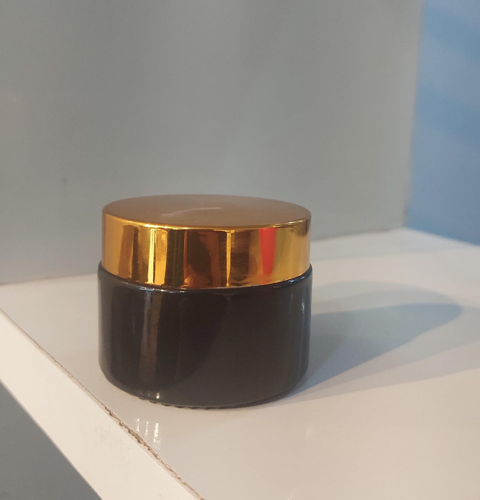 Amber Cream Jar With Golden Cap 